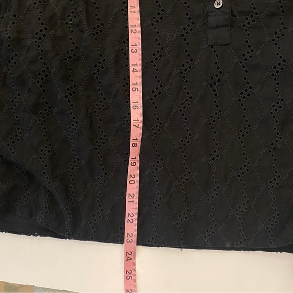 Madewell || Long-Sleeve Popover Top in Eyelet Linen Blend Black XXL - Picture 7 of 8